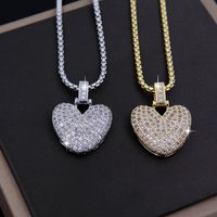 Wholesale Elegant Lady Heart Shape Copper Inlay 18K Gold Plated White Gold Plated Zircon Pendant Necklace main image 5