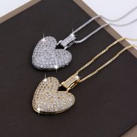 Wholesale Elegant Lady Heart Shape Copper Inlay 18K Gold Plated White Gold Plated Zircon Pendant Necklace main image 4