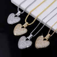 Wholesale Elegant Lady Heart Shape Copper Inlay 18K Gold Plated White Gold Plated Zircon Pendant Necklace main image 8