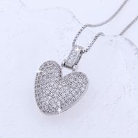 Wholesale Elegant Lady Heart Shape Copper Inlay 18K Gold Plated White Gold Plated Zircon Pendant Necklace main image 7