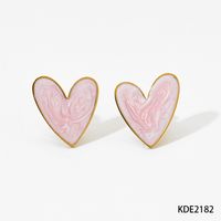 316 Stainless Steel  16K Gold Plated White Gold Plated Gold Plated Simple Style Classic Style Heart Shape Earrings Necklace sku image 6