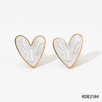 316 Stainless Steel  16K Gold Plated White Gold Plated Gold Plated Simple Style Classic Style Heart Shape Earrings Necklace sku image 8