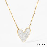 316 Stainless Steel  16K Gold Plated White Gold Plated Gold Plated Simple Style Classic Style Heart Shape Earrings Necklace sku image 10