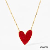 316 Stainless Steel  16K Gold Plated White Gold Plated Gold Plated Simple Style Classic Style Heart Shape Earrings Necklace sku image 3