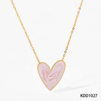 316 Stainless Steel  16K Gold Plated White Gold Plated Gold Plated Simple Style Classic Style Heart Shape Earrings Necklace sku image 4