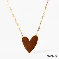 316 Stainless Steel  16K Gold Plated White Gold Plated Gold Plated Simple Style Classic Style Heart Shape Earrings Necklace sku image 12