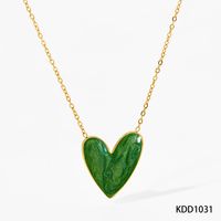 316 Stainless Steel  16K Gold Plated White Gold Plated Gold Plated Simple Style Classic Style Heart Shape Earrings Necklace sku image 5