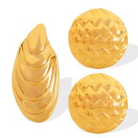 1 Pair Elegant Retro Modern Style Round Shell 304 Stainless Steel 18K Gold Plated Ear Studs main image 6