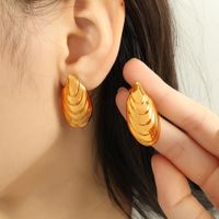 1 Pair Elegant Retro Modern Style Round Shell 304 Stainless Steel 18K Gold Plated Ear Studs main image 4