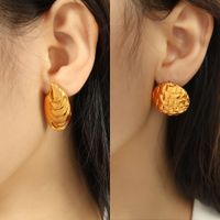 1 Pair Elegant Retro Modern Style Round Shell 304 Stainless Steel 18K Gold Plated Ear Studs main image 5