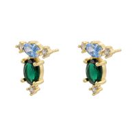 1 Pair IG Style Modern Style Round Petal Plating Inlay Copper Zircon 18K Gold Plated Ear Studs main image 3