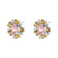 1 Pair IG Style Modern Style Round Petal Plating Inlay Copper Zircon 18K Gold Plated Ear Studs main image 6