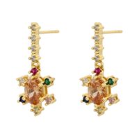 1 Pair IG Style Modern Style Round Petal Plating Inlay Copper Zircon 18K Gold Plated Ear Studs main image 9