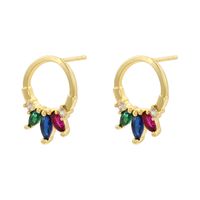 1 Pair IG Style Modern Style Round Petal Plating Inlay Copper Zircon 18K Gold Plated Ear Studs main image 7