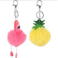 Cartoon Style Flamingo Pu Leather Alloy Plush Plating Bag Pendant Keychain sku image 8