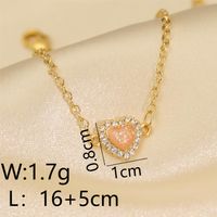 Copper 18K Gold Plated Y2K Cute Sweet Epoxy Inlay Heart Shape Zircon Bracelets sku image 1