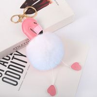 Cartoon Style Flamingo Pu Leather Alloy Plush Plating Bag Pendant Keychain sku image 5