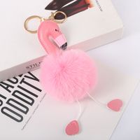Cartoon Style Flamingo Pu Leather Alloy Plush Plating Bag Pendant Keychain sku image 3