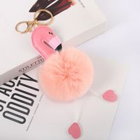Cartoon Style Flamingo Pu Leather Alloy Plush Plating Bag Pendant Keychain sku image 7