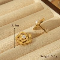 1 Pair Basic Vintage Style Commute Flower Plating Inlay 304 Stainless Steel Artificial Pearls 18K Gold Plated Ear Studs main image 2