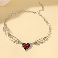 Hip-Hop Exaggerated Punk Hand Heart Shape Alloy Enamel 18K Gold Plated Women's Necklace main image 1