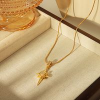 304 Stainless Steel Copper 18K Gold Plated Casual Simple Style Inlay Star Heart Shape Zircon Pendant Necklace main image 6