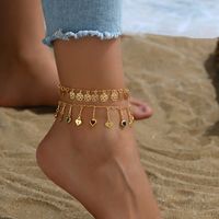 Vacation Beach Heart Shape Rose Lock Iron Copper Tassel 18K Gold Plated Women's Anklet main image 10