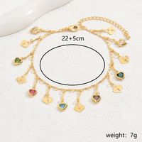 Vacation Beach Heart Shape Rose Lock Iron Copper Tassel 18K Gold Plated Women's Anklet main image 2