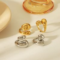 Basic Commute Solid Color 304 Stainless Steel 14K Gold Plated Open Rings In Bulk main image 8