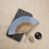 21cm Bamboo Silk Fan Wholesale Women's Archaic Folding Fan Tassel 6-inch Scenic Spot Travel Photo Fan Wholesale sku image 8