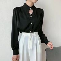 Women's Blouse Long Sleeve Blouses Buckle Washed Button Classic Style Solid Color main image 5