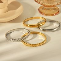 304 Stainless Steel 18K Gold Plated Basic Modern Style Classic Style Plating Solid Color Bangle main image 1