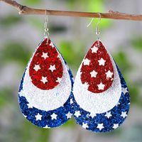 1 Pair Casual Retro Star Water Droplets Sequins Layered Pu Leather Drop Earrings main image 6