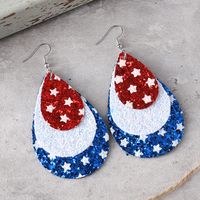 1 Pair Casual Retro Star Water Droplets Sequins Layered Pu Leather Drop Earrings main image 3
