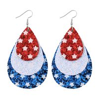 1 Pair Casual Retro Star Water Droplets Sequins Layered Pu Leather Drop Earrings main image 5
