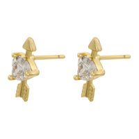 1 Pair IG Style Modern Style Heart Shape Plating Inlay Copper Zircon 18K Gold Plated Ear Studs main image 3