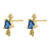 1 Pair IG Style Modern Style Heart Shape Plating Inlay Copper Zircon 18K Gold Plated Ear Studs main image 7