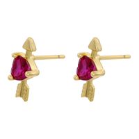 1 Pair IG Style Modern Style Heart Shape Plating Inlay Copper Zircon 18K Gold Plated Ear Studs main image 4