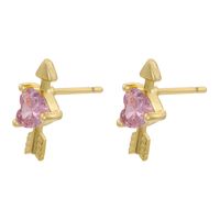 1 Pair IG Style Modern Style Heart Shape Plating Inlay Copper Zircon 18K Gold Plated Ear Studs main image 5