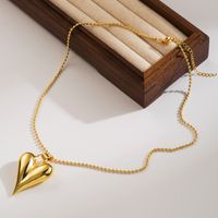 Copper 18K Gold Plated Basic Modern Style Classic Style Heart Shape Solid Color Pendant Necklace main image 5