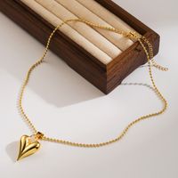 Kupfer 18 Karat Vergoldet Basic Moderner Stil Klassischer Stil Herzform Einfarbig Halskette Mit Anhänger main image 4