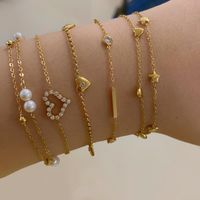 Modern Style Geometric Star Heart Shape 304 Stainless Steel 16K Gold Plated White Gold Plated Gold Plated Artificial Pearls Rhinestones Bracelets In Bulk main image 3
