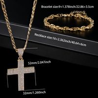 304 Stainless Steel 18K Gold Plated Elegant Glam Luxurious Plating Inlay Cross Zircon Jewelry Set main image 4