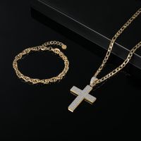 304 Stainless Steel 18K Gold Plated Elegant Glam Luxurious Plating Inlay Cross Zircon Jewelry Set main image 1
