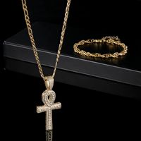 304 Stainless Steel 18K Gold Plated Elegant Glam Luxurious Plating Inlay Cross Zircon Jewelry Set main image 5