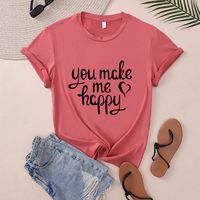 Women's T-shirt Short Sleeve T-Shirts Round Casual Letter main image 4