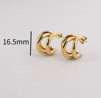 1 Pair Casual Elegant Geometric 304 Stainless Steel 18K Gold Plated Hoop Earrings main image 2