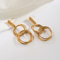 1 Pair Basic Modern Style Classic Style Irregular Round 304 Stainless Steel 18K Gold Plated Hoop Earrings Drop Earrings main image 4