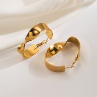 1 Pair Basic Modern Style Classic Style Irregular Round 304 Stainless Steel 18K Gold Plated Hoop Earrings Drop Earrings main image 6