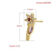 1 Pair Elegant Lady Petal Plating Inlay Copper Zircon 18K Gold Plated Ear Studs main image 2